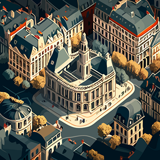 Paris aerial view of the historical downtown, vector