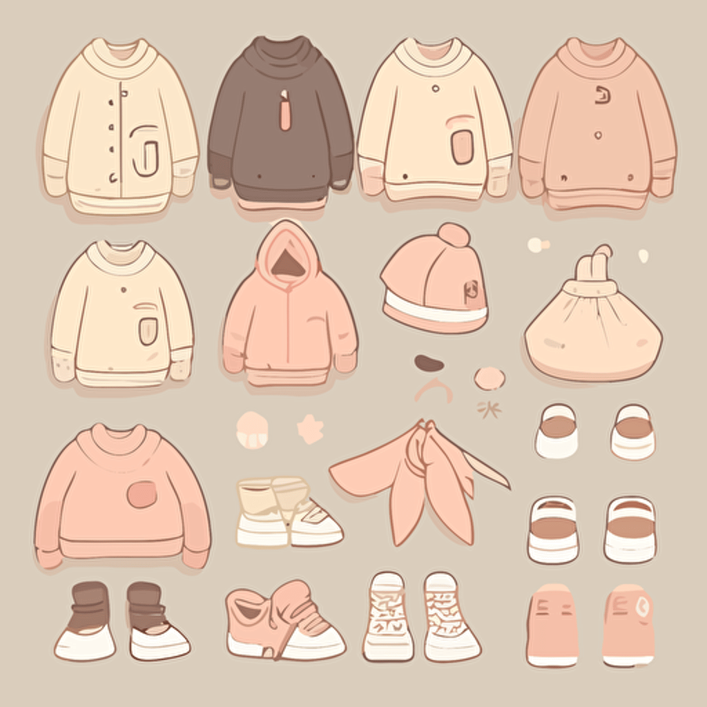 vector, cute, soft color, clothes