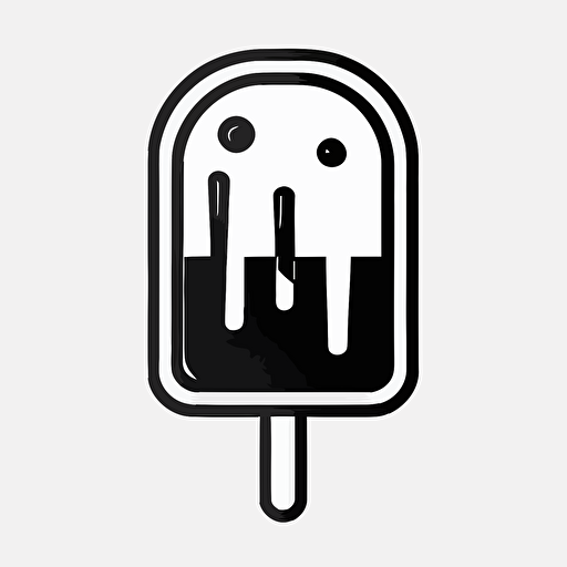 popsicle logo without text, vector design, flat, modern, futuristic, cartoonish, black and white
