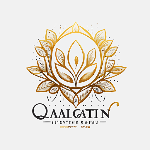 quantic therapist vector logo white bg gold color with lotus
