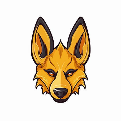 vector logo yellow dog, ears up, like warrior