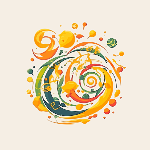 Design logo, explosion of lemons, with snake, yellow and orange color palette, white background, universal, 4h, hd, vectoriel, delicate curves, ultra minimalist