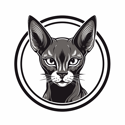 create logo of a abyssinian cat, black and white, vector,