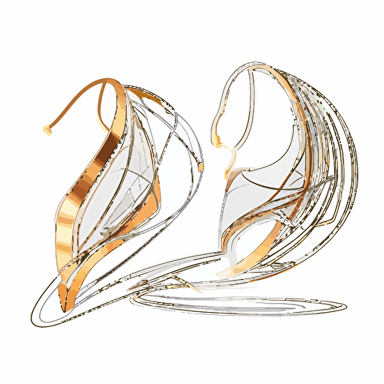 2d minimal bullet dancer illustration, body curve, bullet shoes, vector line, gold line on white background for jewelry shop, luxury, shiny :: gold line earring illustration