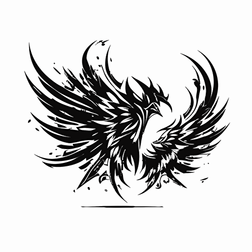 a timeless modern logo of spread wings black vector white background
