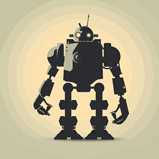silhouette of simple shaped robot. 2D vector illustration