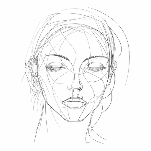 logo vector line female face contour, white background