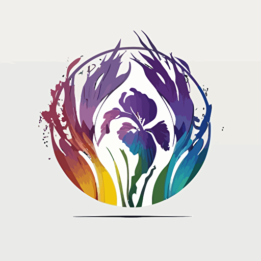 different iris silhouette logo in a circle white background vector harmony color match