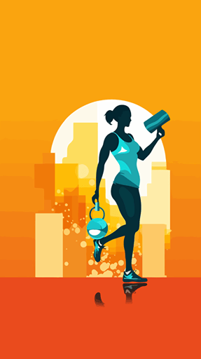 lady carrying dumbell and cocktail in clear backgroud illustration vector