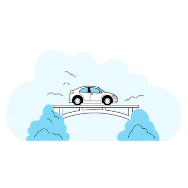 a car driving on a bridge