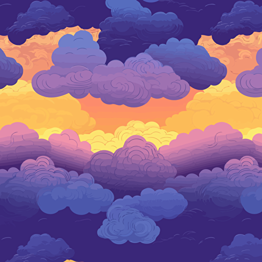 SEAMLESS PATTERN VECTOR STYLE, PURPLE, YELLOW AND BLUE SKY ar 16:9