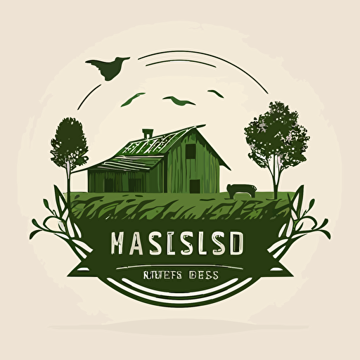 Vector logo, minimalist, feed house, Green fields, rustic, agrobusiness**