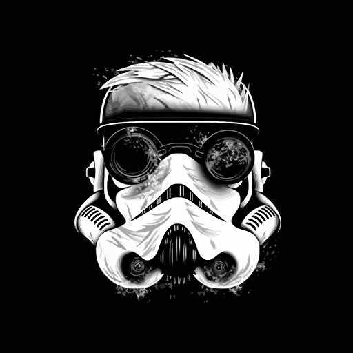 A surreal fur stormtrooper, black background, vector art , pixar style