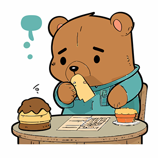 a vector image of a cute bear eating pastries on payday