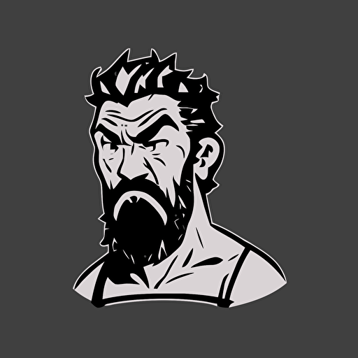 a frustrated 40-year-old man, black and white vector twitch emote style