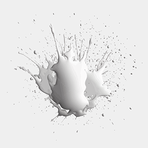 Splatter white paint splash, rounded, transparent background, ultra reallistic, flat style, vector style, no details, with a flat white circle at center
