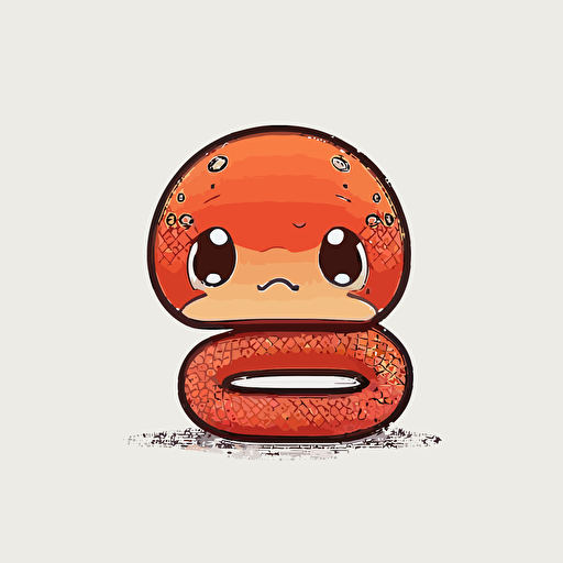 cute red snake kawaii style, vector, white background, cute facial expression