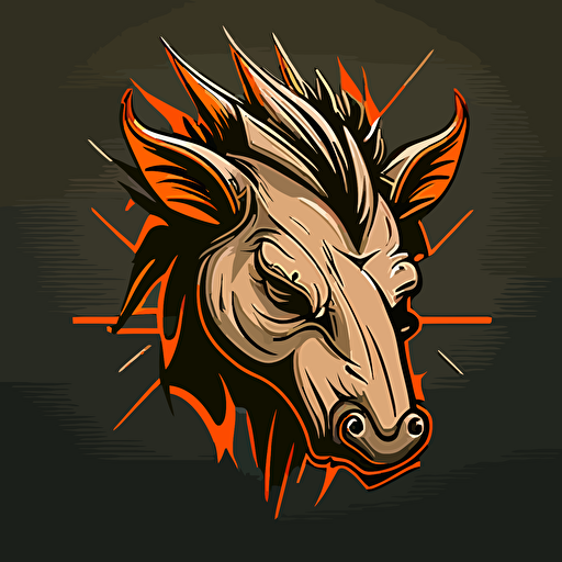 warthog, headshot, vector logo, vector art, emblem, simple, cartoon, 2d