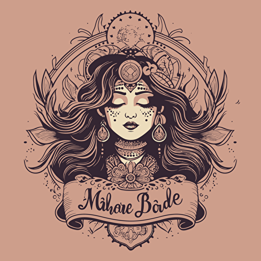 a boho style logo, lady marmalade, vector, dribbble