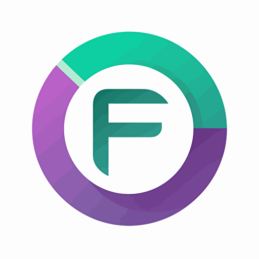 simple vector logo of a circle with letters E P, green and purple color, white background, vector