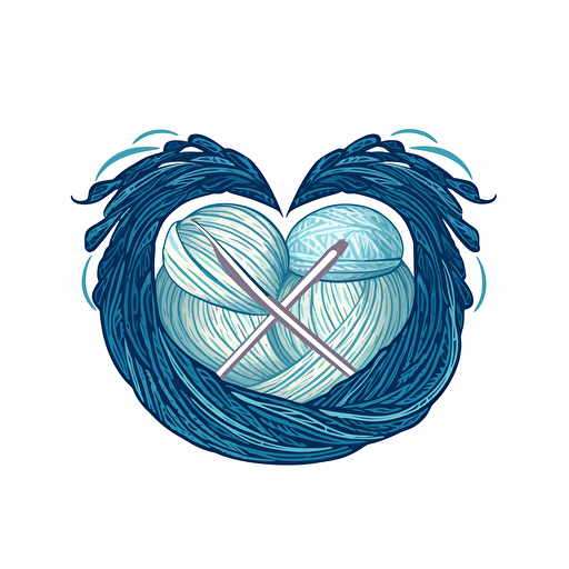 Logo for knitting company, blue color, vector style, logo style, white background, No text, png
