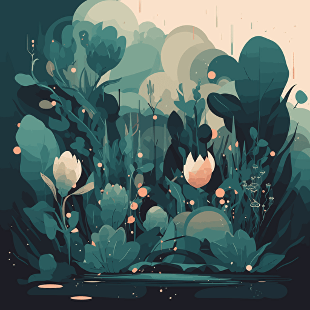 flat random shapes, flowers and plants, image, in the style of fluid geometric shapes, eve ventrue, vector art, modern, minimalistic, flat backgrounds, exotic atmosphere, adventure themed, svetlin velinov, positive vibes