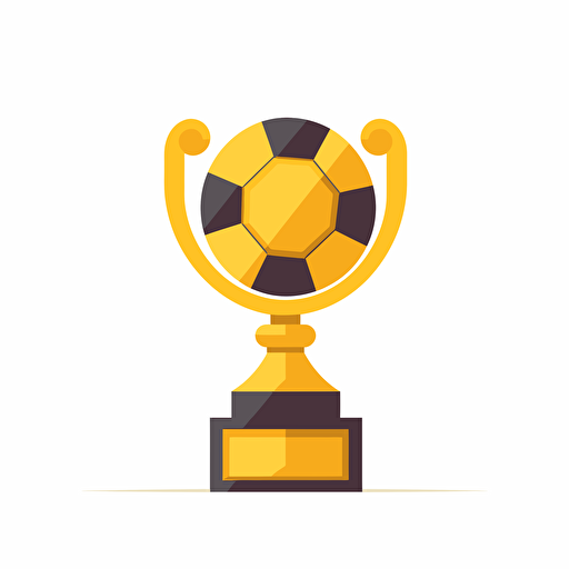 vector flat illustration, gold/yellow football trophy, 2d, simple, clean, very simple, white background, viewed from front