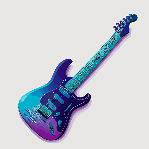 a super minimal/Vector image of a blue guitar with any small shades or Shadow or Light of violet color, super details, png