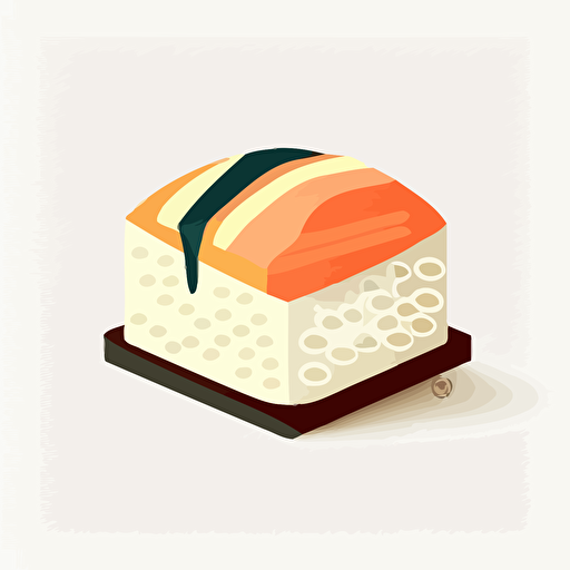 One sushi, minimalistic design, flat, no shadow, vector art, white background