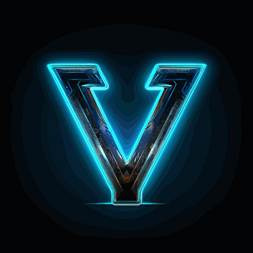 minimalistic, design for technology business, letter Y, letter "Y", sans-serif font, vector, 2d,, simple, dark background, neon blue color,