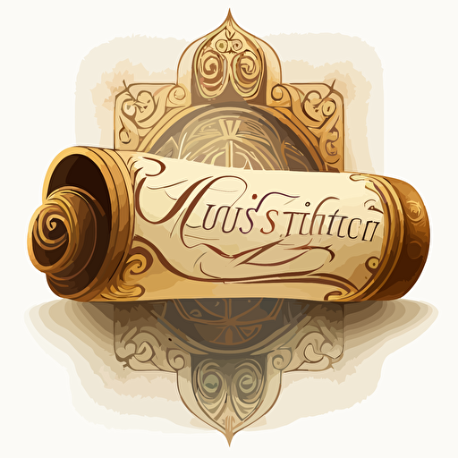 vector logo of a monastic scroll filled with writing, white background
