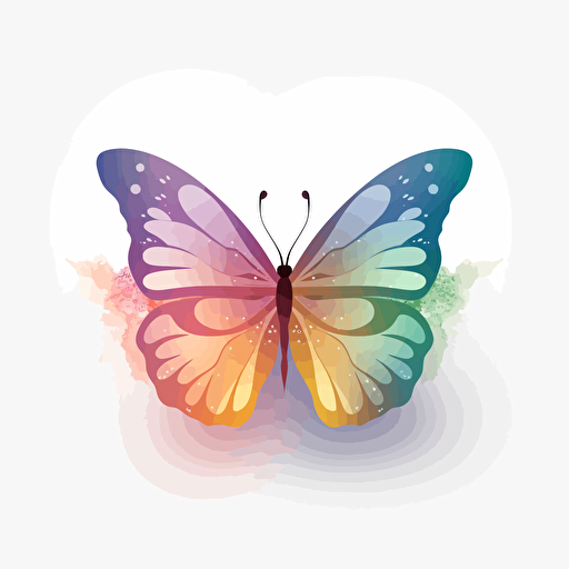 a butterfly, use pastel colors only, 2d clipart vector, minimalistic , hd, white background