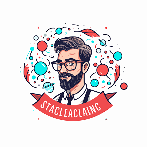 vector logo of a youtube channel about science questions, flat design, minimalist, science