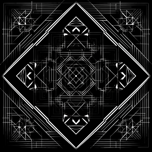 symetrical 2d vector design flat background white on black
