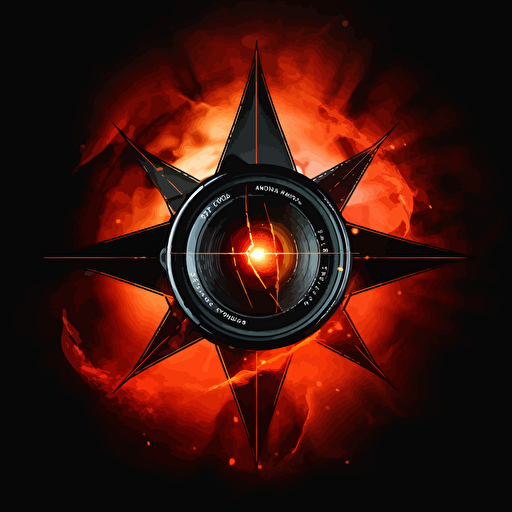 logo,bright large orange star in the black, blurred imagery, andreas vesalius, mamiya rb67, light red and white, sumatraism, cloudcore, vector