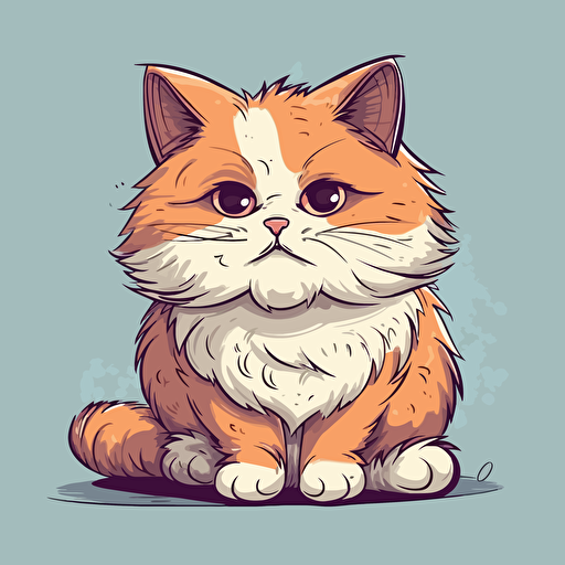 vector illustraion of a fluffy hand drawn cartoon cat
