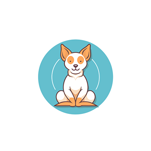 simple logo of a meditate dog, collared, retro cartoon style, dribbble, flat 2d, vector style, company logo, white background