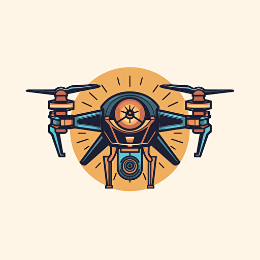 a logo containing a drone, vector, 2d,