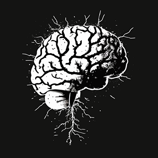 brain, minimalistic, black and white, vector, simple