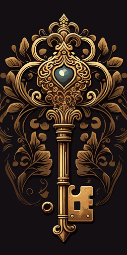 golden key, vector art ::
