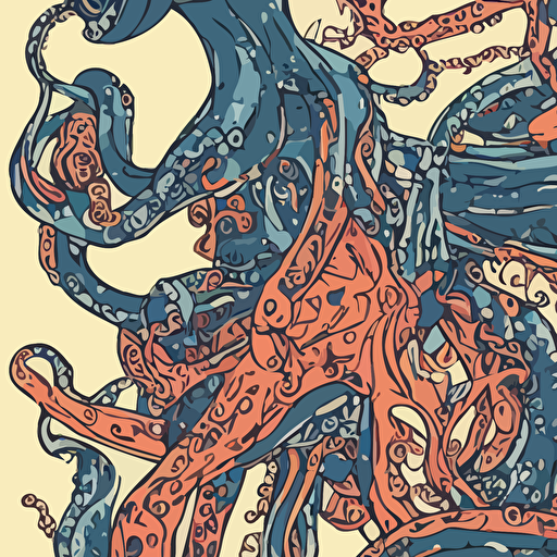 concert poster band named grandpa finger robotic octopus vector art sticker design 8k highly detailed