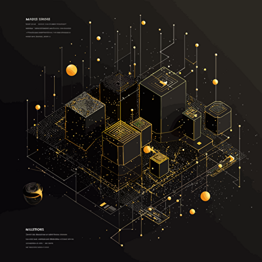 data network. black background. minimal vector illustration. isometric view.