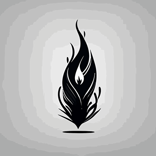 simple logo for a business of a black candle with a black flame. vector, logotype, 2d, high definition, two color, black and white