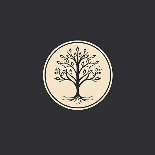 a round white minimalistic, flat vector logo for an expensive natural alchemy brand.