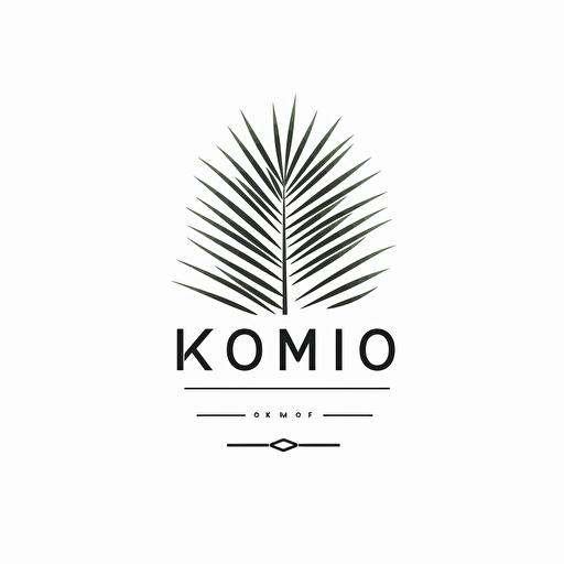 design vector logo with white background with text "kokomo" include palm leaf design in the last letter O, minimalist