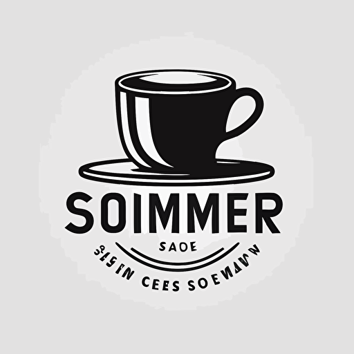 Luxury, no person, vector, simple, minimalistic coffee home brewing shop logo with a word "SMUG", espresso cup, black and white, white background