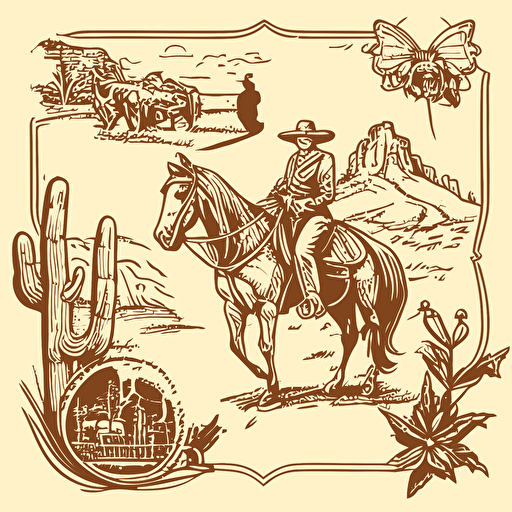 Old West doodle vector ilustration