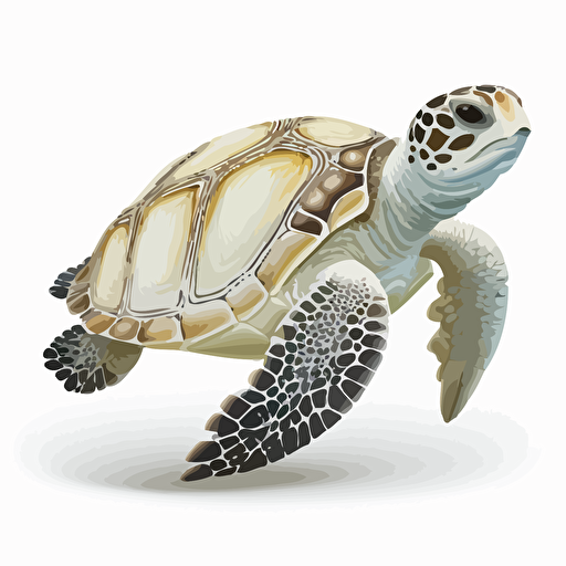 vector image, complet white turtle