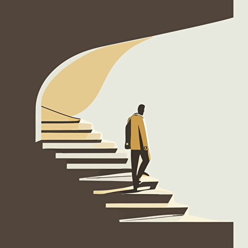 man descending stairs, cute vector simple drawing