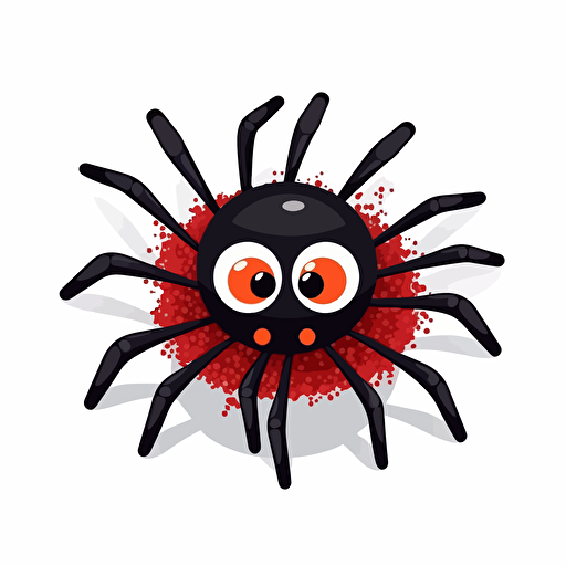 cute black widow spider, flowers, detailed, cartoon style, 2d clipart vector, creative and imaginative, hd, white background